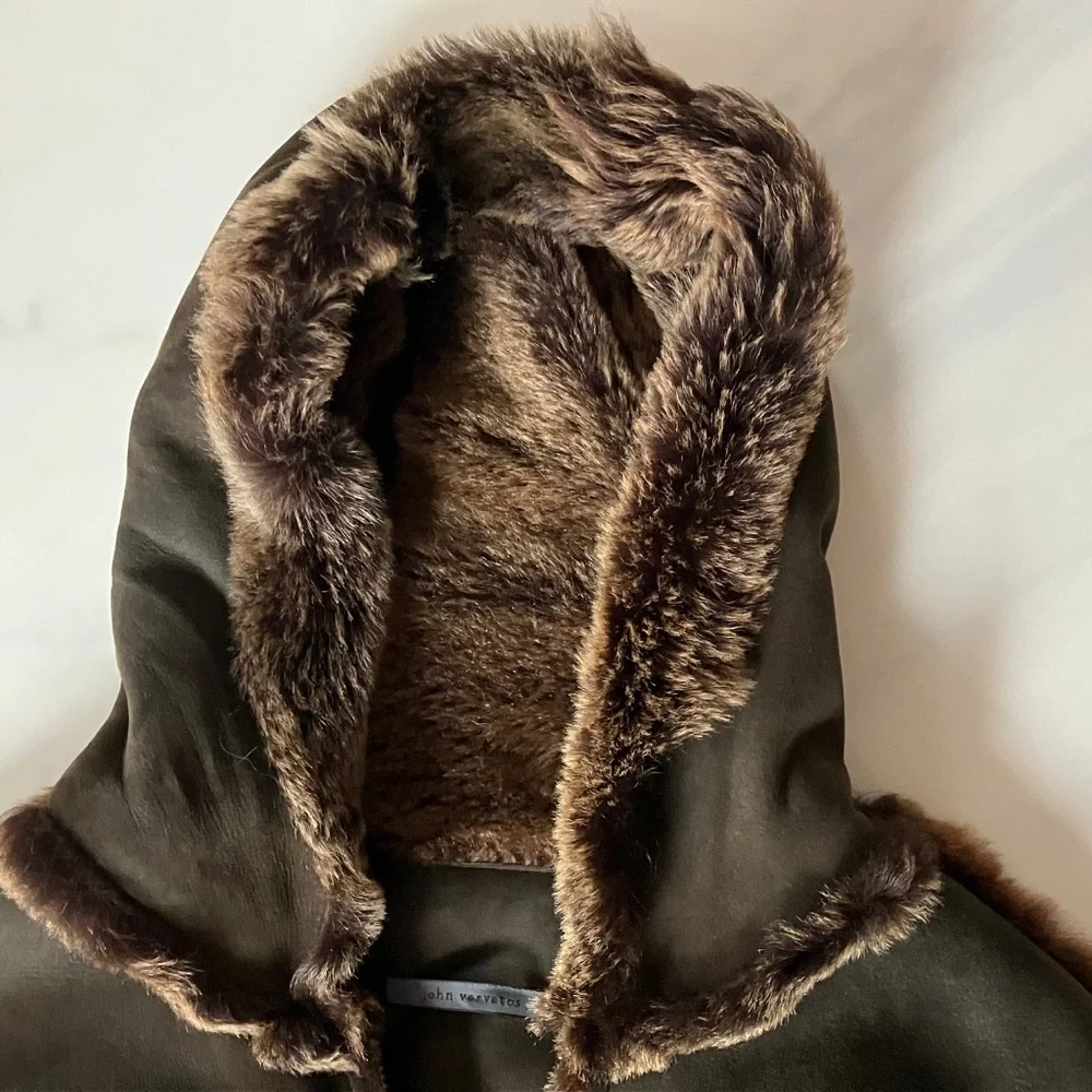 LIMITED EDITION John Varvatos Leather/Shearling w/HOOD Coat EU 50 /US 40 LARGE - Picture 4 of 12